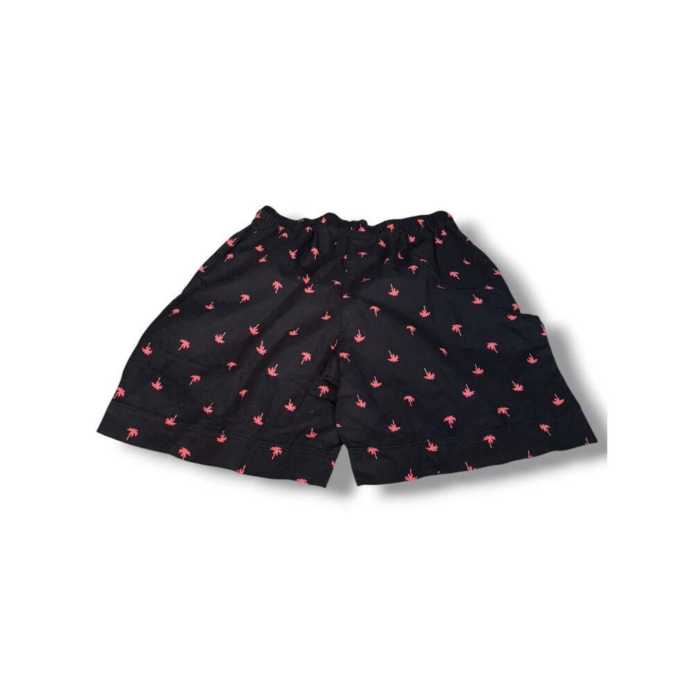 Coral Bay Palm Tree Print Drawstring Shorts Black Pink Beach Resort Vacation New